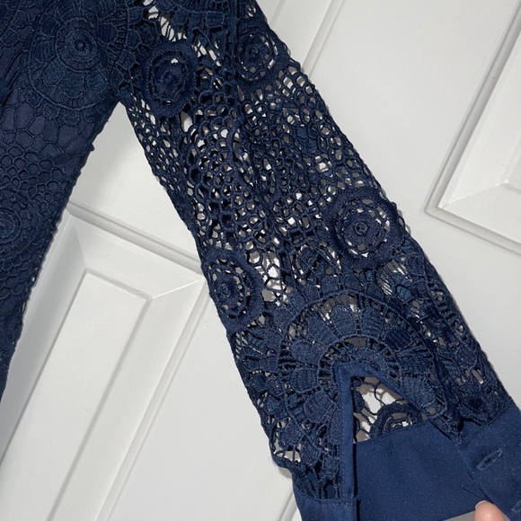 Taylor Navy Lace Dress Size 6 Scolloped Bottom - Picture 5 of 11